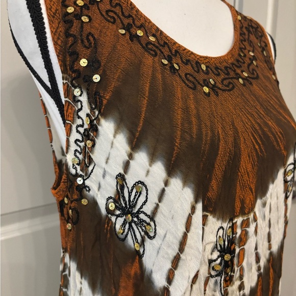 Vintage Jessica Taylor brown floral bohemian flowy tank size L - Picture 5 of 14